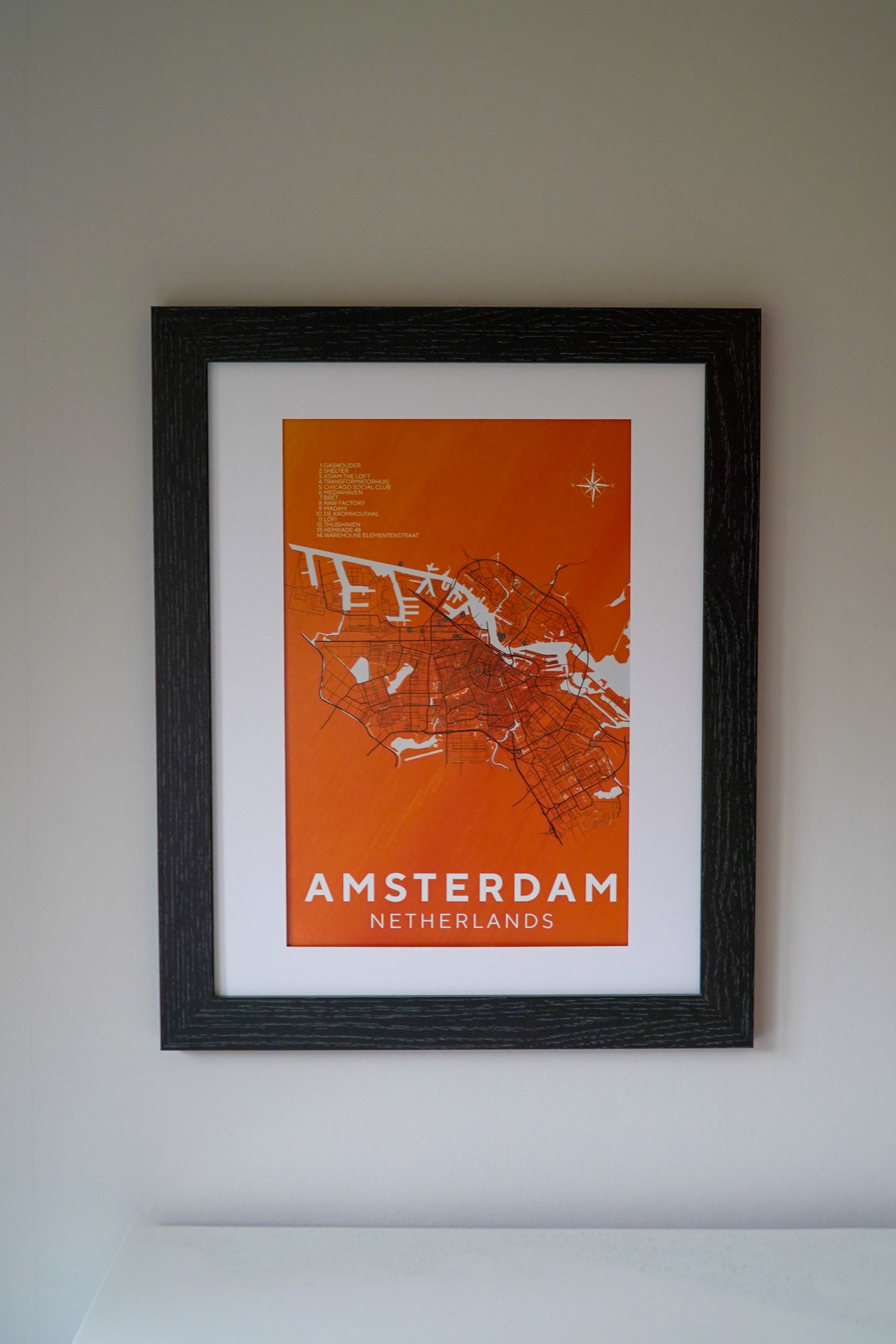 Amsterdam Club Map Framed Print