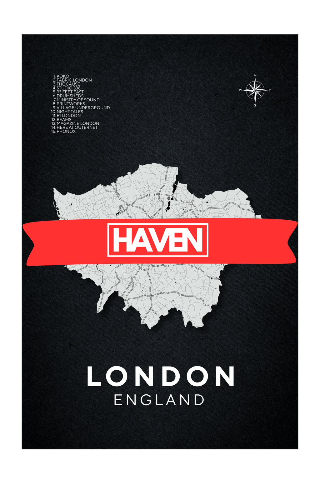 London and Ibiza Club Map Framed Print - Bundle