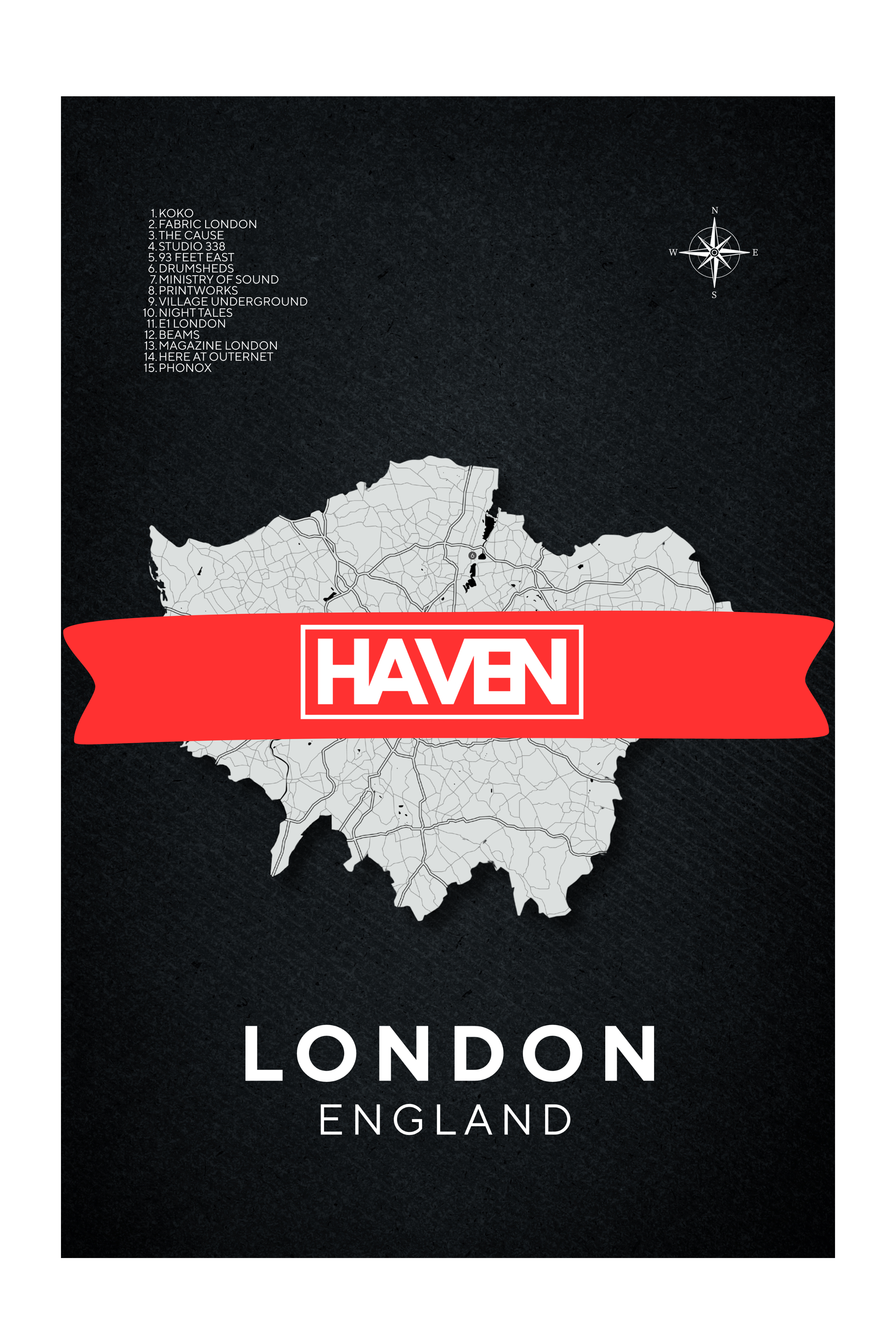 London and Ibiza Club Map Framed Print - Bundle