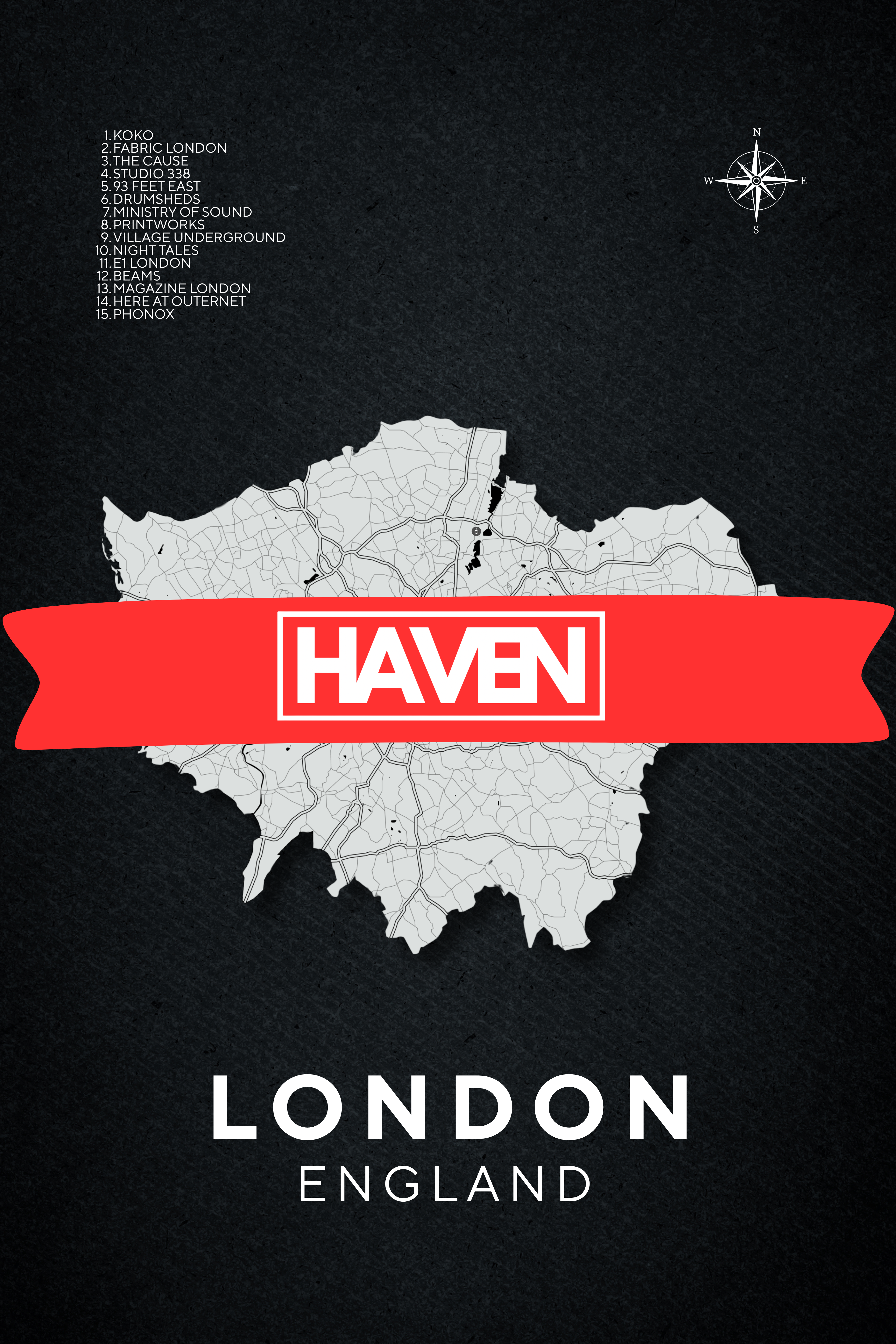 London Club Map Framed Print