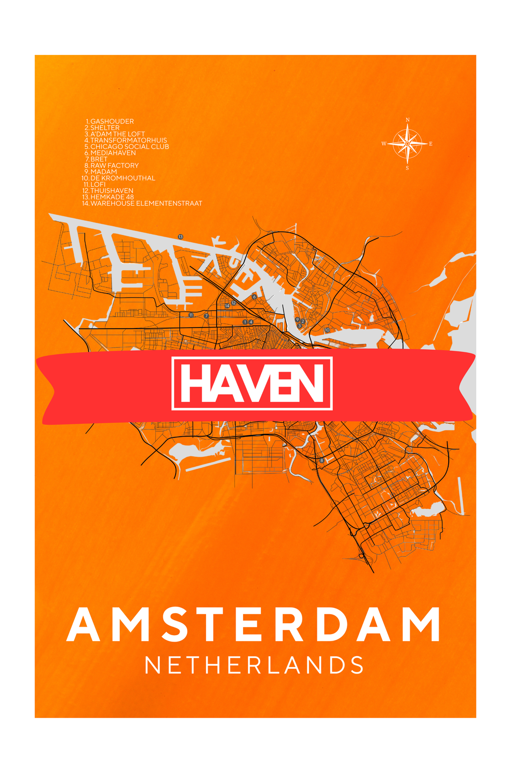 Ibiza and Amsterdam Club Map Framed Print - Bundle
